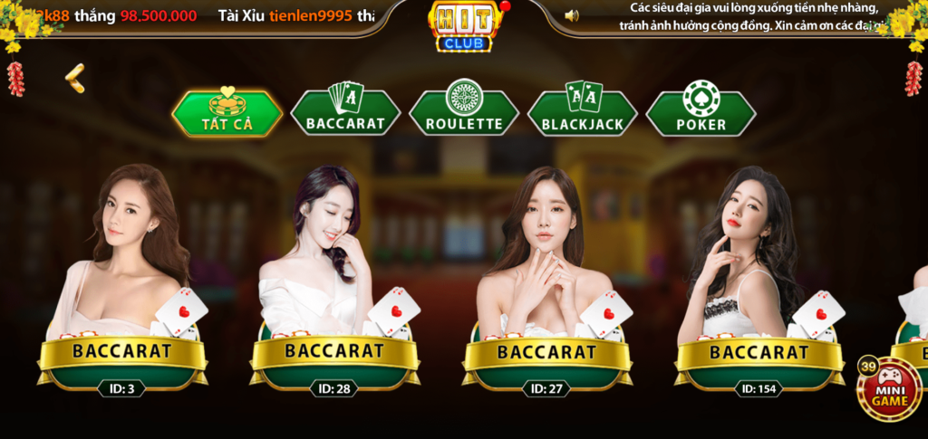 Các trò chơi Live Casino có sẵn tại Hitclub